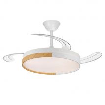 Akunadecor - Ventilador de techo modelo VISTA en 2 acabados motor DC 6 velocidades Tecnología Led 45W sistema CCT 4400 Lúmenes, Control remoto con temporizador, luz regulable en color e intensidad,