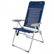 Silla de playa plegado slim Aktive, reclinable 6 posiciones antivuelco azul marino, medidas 47x66x107cm, aluminio, peso máx. 110 kg.