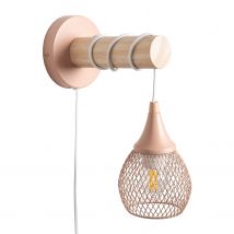 Ledkia Lámpara de Pared de Madera y Metal Monah  Negro