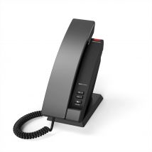 Snom HD100 IP phone in black, a reliable landline phone with Gigabit Ethernet, wired headset, and compact dimensions (176x163x79mm), perfect for home or office use.