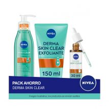 NIVEA RUTINA DERMA SKIN CLEAR Pack ahorro - Contiene Serúm Facial + Gel Limpiador + Exfoliante