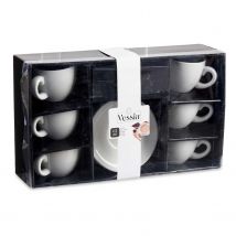DAM.SET 6 TAZAS CAFE PORCELANA BLANCA C PLATO 150ML 38x22x10cm