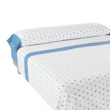 Nalui Juego de Sábanas Maia Azul Tejido Polycotton, Lavable a 30º y Fácil Planchado
