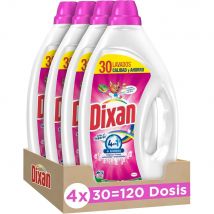 Dixan Gel Total 4+1 Adiós al Separar Detergente Líquido Lavadora (30 lavados, pack de 4, total: 120 lavados), Limpieza, luminosidad, frescor y sostenibilidad para Ropa de color, Elimina manchas