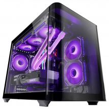 Mars Gaming MC-FUSIONM, Caja Gaming Micro-ATX, Ventana Lateral y Frontal Curvo de Cristal Templado Continuo, Minitorre PC Doble Cámara, Soporte Refrigeración Líquida, Espacio Interno Optimizado, Torre