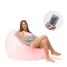 InnovaGoods® Puff Hinchable Exterior, Sillon con LED Multicolor, Resistente al Agua, Incluye Parche de reparación y Mando a Distancia, Sofa Ideal para Camping, Piscina, Salon.