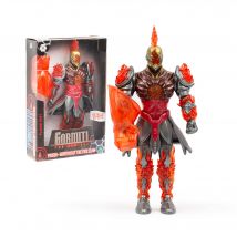 Gormiti The New Era Fireon Gormita of de Fire Clan Figura de 25 cm de Fireon, el Gormiti del Clan del Fuego, con puño de fuego y efectos metálicos - Giochi Preziosi GRV06300