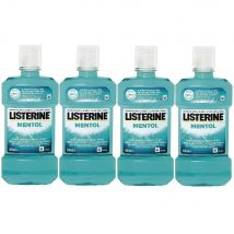 Listerine Enjuague Bucal Mentol 500ml, Pack Ahorro 4x500ml, Colutorio Con Fluor, Ofrece 24 Horas De Proteccion, Elixir bucal Mentolado Para un Aliento Fresco y Duradero