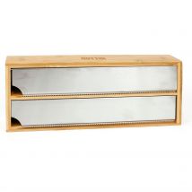 Quttin - Dispensador Bambú y Aluminio 33.5x13cm - Ecológico y Estético, Funcional y Duradero, Versátil y Práctico, Moderno y Atractivo