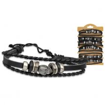 Pulsera de piel sintética Calavera, juego de 6 piezas