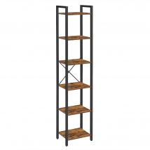 VASAGLE Librería de 6 Niveles, Biblioteca, Estantería para Oficina, Estudio, Sala de Estar, Dormitorio, 30 x 40 x 187,5 cm, Industrial, Marrón Rústico y Negro/Greige y Negro/Negro Ébano y Negro/Olmo