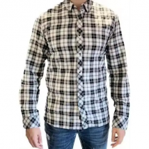 SALSA JEANS Camisa a cuadros con botones clip para HOMBRE casual shirt 100% ALGODÓN