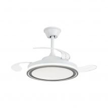 NARVI Ventilador de techo color Blanco-Gris,de Ø50 cm, Palas retráctiles,Motor DC ,LED Regulable y Memoria.Con Mando. 8941 WH+GR