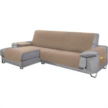Funda Sofá Chaise Longue, Acolchada Reversible, Protección Antiácaros y Manchas, Para Sofás de 240cm, Disponible en: Rojo, Marrón, Azul, Beige y Gris, Marca HMS.