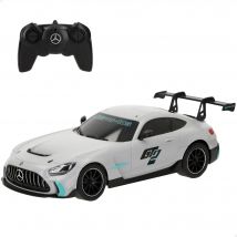 RASTAR Coche teledirigido Mercedes AMG GT2 a escala 1:24, réplica oficial, mando RC 2.4 GHz, diseño de colección, acabados fieles, puertas abatibles, ideal para coleccionistas, fans del automovilismo,