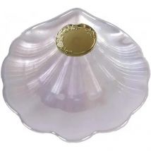 DOCOLASTRA Concha de Bautizo Personalizada en Cristal Nacarado con Ovalo Plateado o Dorado. Opción de añadir Pañuelo o Bolsa de Bautizo (OVALO DORADO)