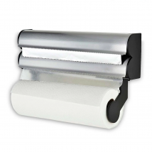 Quttin - Dispensador Portarrollos De Cocina Para Papel de Aluminio Film Trasparente Papel De Cocina Organizador 3 En 1 Para Pared 34x20x9 cm
