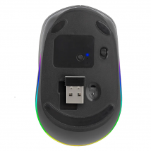 NGS SMOG-RB - Ratón Inalámbrico Recargable Multidispositivo con Iluminación LED, Bluetooth 3.0/5.0, 2,4 Ghz, 10M Distancia, 50 Horas de Batería, Color Negro
