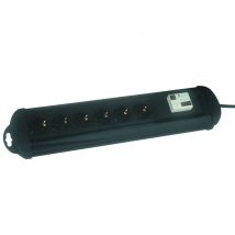 Base 6 tomas con protector de sobrecargas Negra Electro DH 36.256 8430552083312