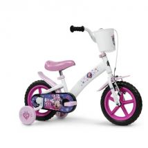Toimsa Minnie - Bicicleta infantil de 12 pulgadas para aprender a montar al aire libre, con estabilizadores de rueda de entrenamiento y guardabarros, para niños/jóvenes de 3 a 5 años, blanco y rosa