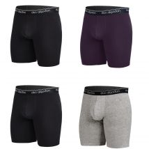 DON ALGODÓN | Pack de 4 Boxers Largos Ciclista Antiroce Para Hombres | 95% Algodón | 4 Boxer: 2 Negros, 1 Gris Oscuro, 1 Gris Claro | Cómodos y Suaves | Máxima Calidad | Cintura Elástica | Máxima