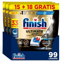 Finish Ultimate Plus Limpieza y Brillo Intensivos, Pastillas para el Lavavajillas, Limpieza