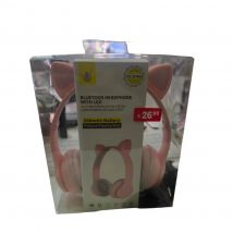 NC3183 RS, Auriculares Bluetooth con Orejas de Gato con LED Luminoso, con Microfono, BTS/FM/TF(32GB)/Audio, 200 mAH, Rosa