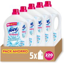 Asevi Detergente Puro Frescor 44 Dosis, Pack Ahorro 5x44 Dosis Total 220 Lavados, Fórmula Concentrada, Para Ropa Blanca y de Color, También Lavado a Mano, Extra de Frescura para una Ropa Limpia y