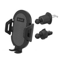 Muvit para cambio soporte coche universal salida aire hasta 7" o 9,5cm ancho negro, sujeción rejilla 2 ganchos + pinza