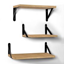 T-LoVendo Baldas Pared, Estantería de Pared de 3 Niveles, Estante Pared de Madera, para Dormitorio, Sala de Estar, Estudio, la Sala de Estar, la Oficina en el Hogar