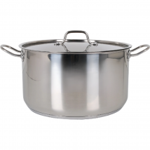 Quttin - Olla Hotel de Acero 30cm, 12L con Tapa Apta Inducción - Alta Durabilidad y Resistencia - Compatible con Todo Tipo de Cocinas