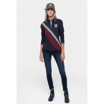 Polo manga larga mujer Valecuatro banda azul marino