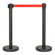 PINNERS Poste Separador Cinta Extensible 3 metros (2uds), Postes Separadores, Cinta No Pasar, Cinta Delimitadora, Poste Cinta Extensible Retráctil, Cinta Prohibido el Paso, Barrera Extensible 3 m