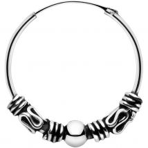 ENTREPLATA Un Pendiente Aro de Plata de Ley 925 Unisex Diseño Étnico Artesanal Bali de 18 mm de diametro Modelo 20