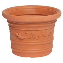 SATURNIA Saturnia Macetero Resina Redondo, Color Terracota, Resistente, Ideal Exterior, 35 Cm Diametro.