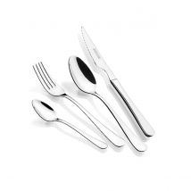 Monix Trieste - Juego de 24 cubiertos en acero inoxidable con cuchillo chuletero acabado pulido. Cuchara, tenedor, cucharilla