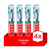 Pack 4 unidades. Cepillo de dientes Colgate 360 limpieza completa, suave