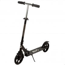 EVO - Patinete 2 ruedas, negro, medidas, altura regulable 81-91 cm, peso máximo soportado 100 kg, freno trasero, soporte lateral, base y manillar antideslizantes, juguetes niños +8 años, juguetes aire