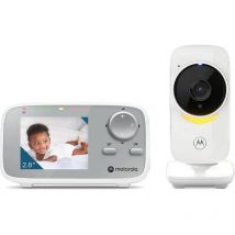 Motorola Nursery VM482ANXL - Monitor de vídeo para bebé - Cámara - Visión nocturna por infrarrojos - Micrófono de alta sensibilidad, blanco/plata