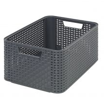 Curver Estilo Rattan Apariencia 205 846 Caja de almacenamiento Talla M Polipropileno antracita 38,6 x 28,7 x 17 cm