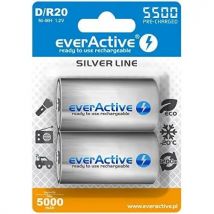 everActive Batería D 5500 mAh 2 unidades Ni-MH Mono R20 Recargable Línea Plata 1.2V 1 Blister Card