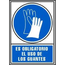 Archivo 2000 señal "obligatorio uso de guantes" 210x297 pvc azul y blanco