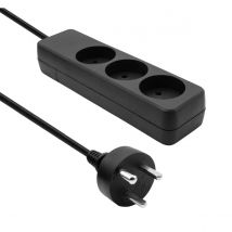 Proxtend danish power strip 3-way 2m it black