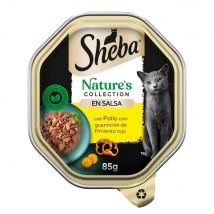 Sheba Nature's Collection - Comida húmeda en salsa para gatos - Pollo con guarnición de pimiento rojo - (PACK 22 x 85gr.) ¡Delicioso y nutritivo alimento para tu gato!