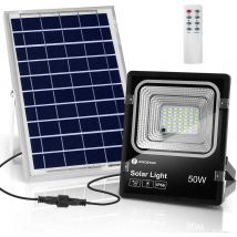 Aigostar Foco Proyector LED Solar con Mando a Distancia 50W, 100w, 200w 6500K Luz Blanca Resistente Al Agua