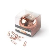 Portaclips Miquelrius 'Mineral Collection' - Plástico Duro y Resistente - Cierre Tapa Imantada - Efecto Oro Rosa - Clips de 28 Mm - Incluye 100 Clips