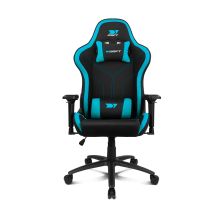 DRIFT GAMING Silla DR110 - Silla Profesional, Tejido Fabric Alta transpriación, reposabrazos 4D, Ruedas silenciosas, Piston Clase 4, inclinación, Cojines Cervical/Lumbar, Negro/Azul