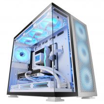 Mars Gaming MC-NOVA2, Caja Gaming Custom XXL E-ATX, Doble Ventana Cristal Templado Continuo Sin Marco, Soporte Completo Refrigeración Líquida, Torre PC Estructura Modular Doble Cámara, USB-C, Chasis