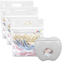 300 tapadera de film transparente con Dispensador,  Dispensador con gancho Adhesiva, con 300 Piezas bolsas Cubiertas Elásticas para Alimentos, Caja de Almacenamiento de film en Plástico con gancho