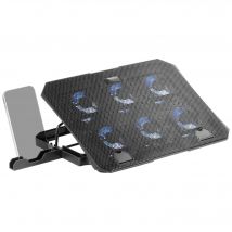 Mars Gaming MNBC23, Base Refrigeradora y Stand 16'', Iluminación LED Azul, 6 Ventiladores, Soporte Smartphone, Base Refrigeración para portátiles en Negro o Blanco